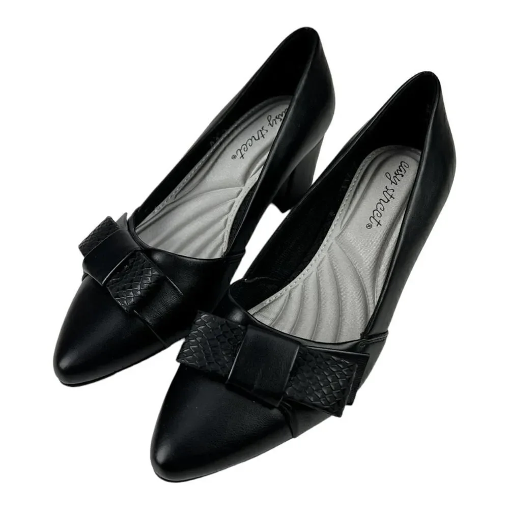 New Easy Street Women Black Shoes Pointed toe Slip-on Heels Pumps US 6.5